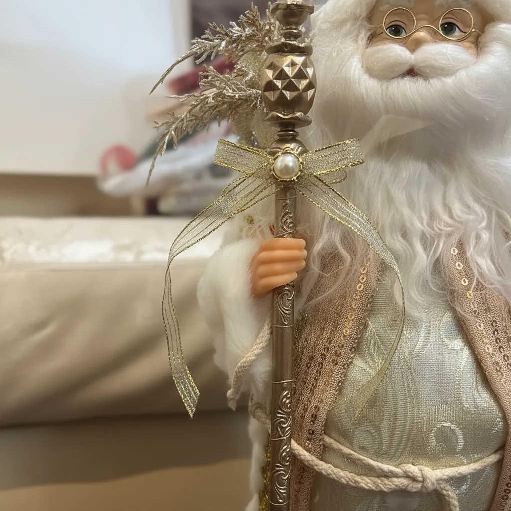 Navidad Papa Noel Santa Claus Vestimenta Elegante Ivory And Gold - Imagen 6