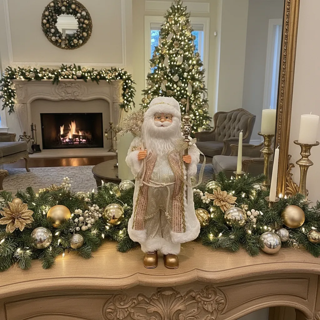Navidad Papa Noel Santa Claus Vestimenta Elegante Ivory And Gold - Imagen 7