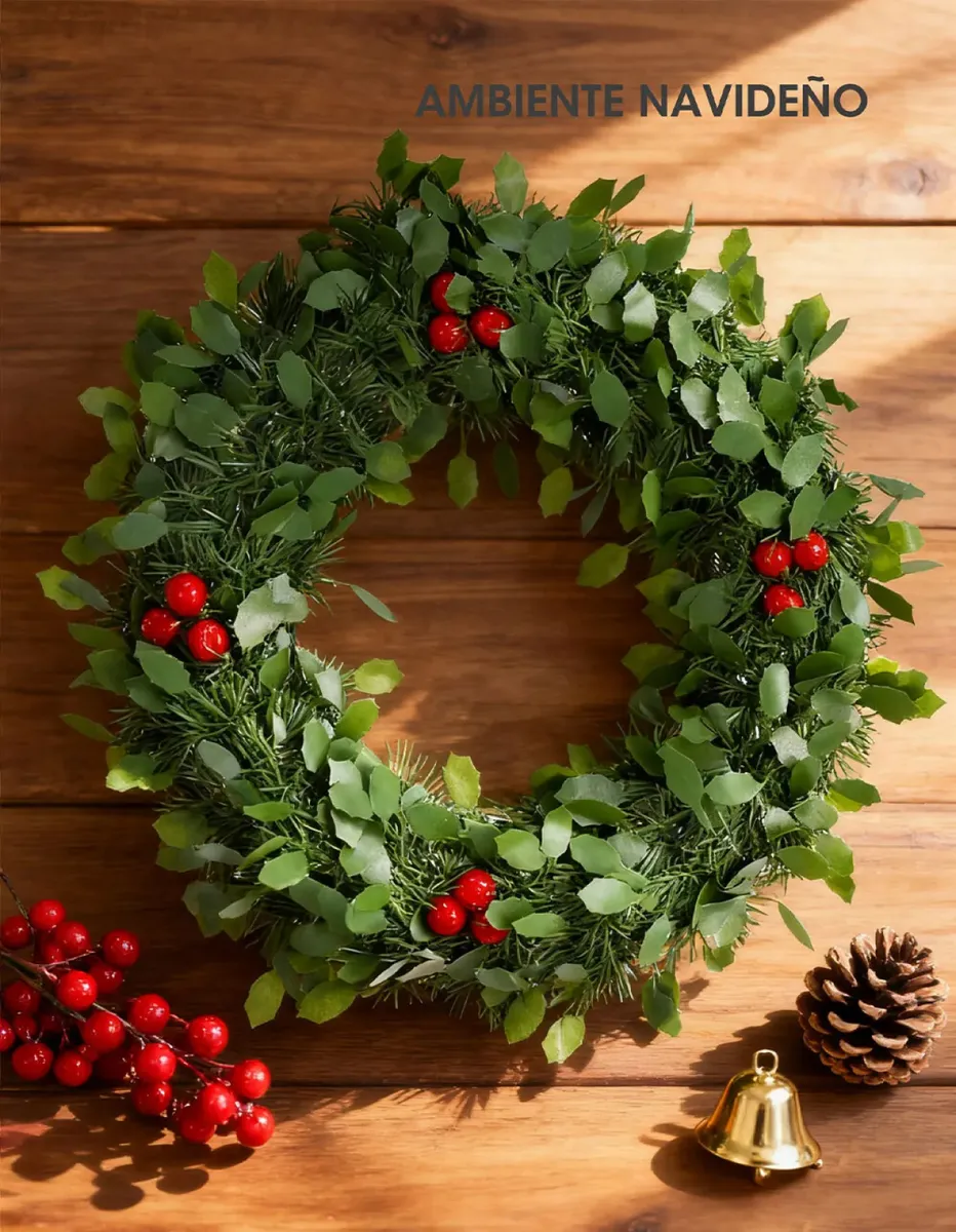 Navidad Corona Navideña Eco con bayas - Imagen 3