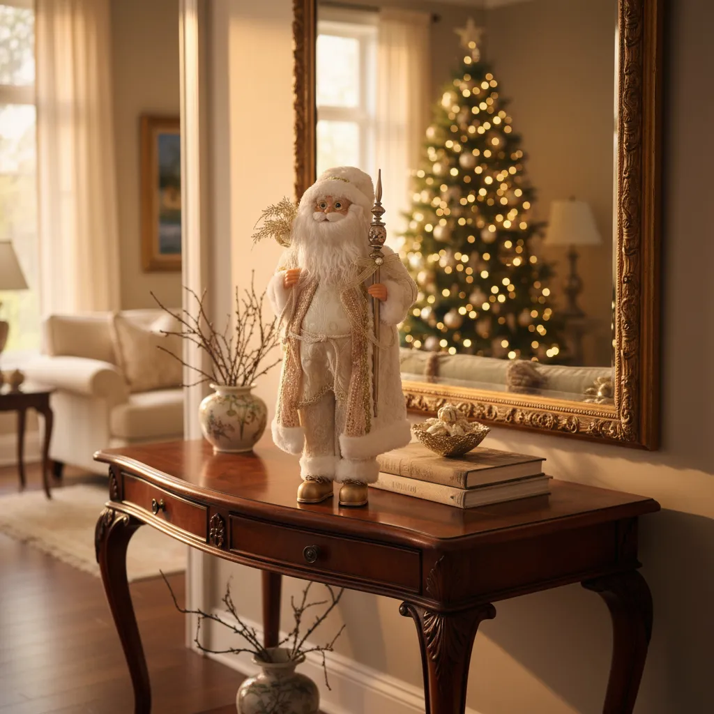 Navidad Papa Noel Santa Claus Vestimenta Elegante Ivory And Gold - Imagen 2