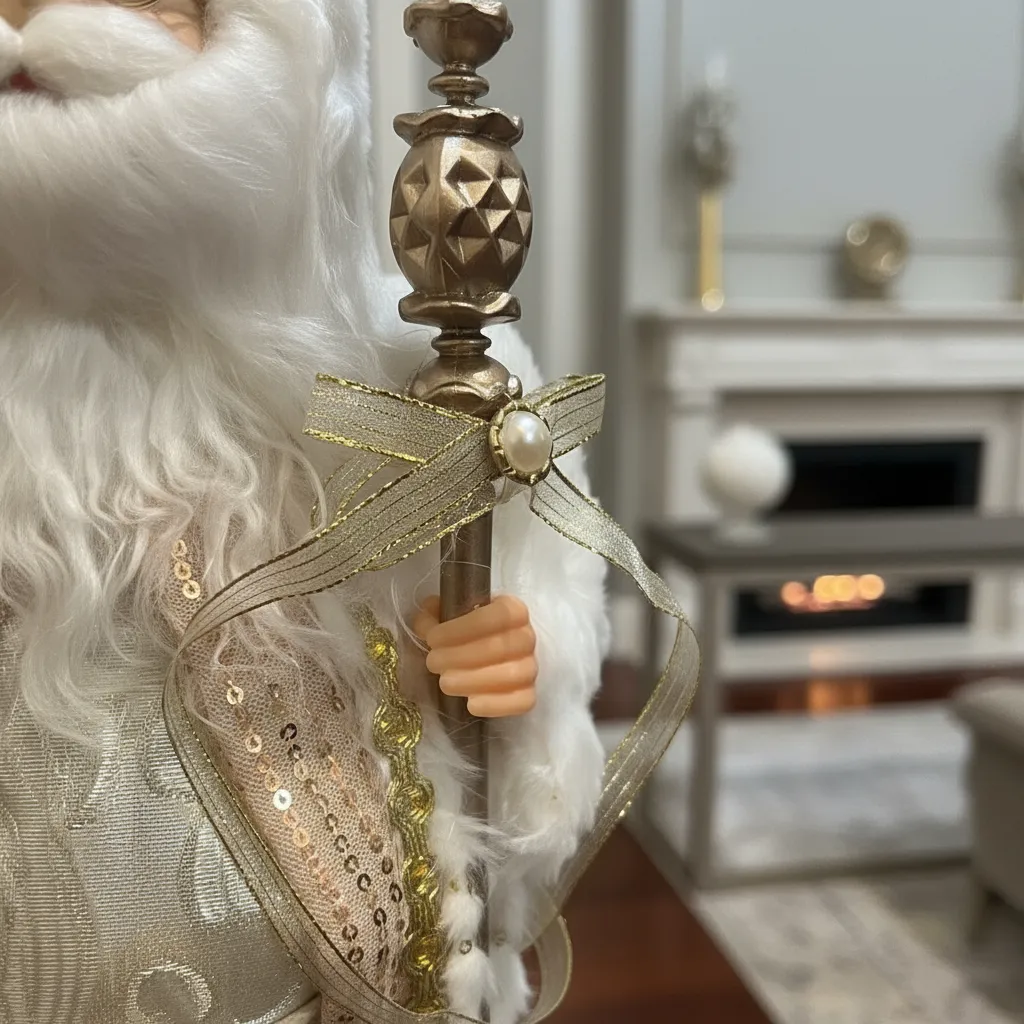 Navidad Papa Noel Santa Claus Vestimenta Elegante Ivory And Gold - Imagen 10