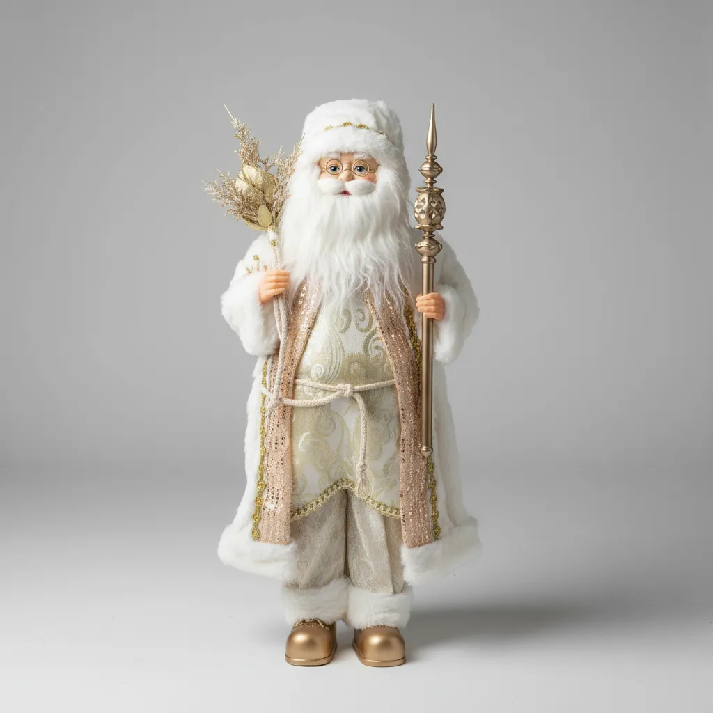 Navidad Papa Noel Santa Claus Vestimenta Elegante Ivory And Gold