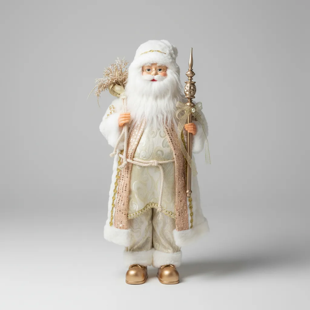 Navidad Papa Noel Santa Claus Vestimenta Elegante Ivory And Gold - Imagen 4