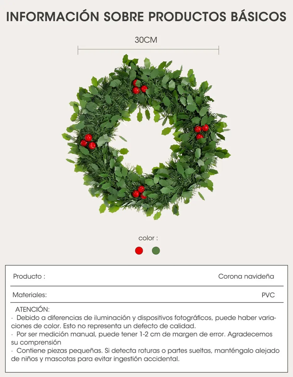 Navidad Corona Navideña Eco con bayas - Imagen 8