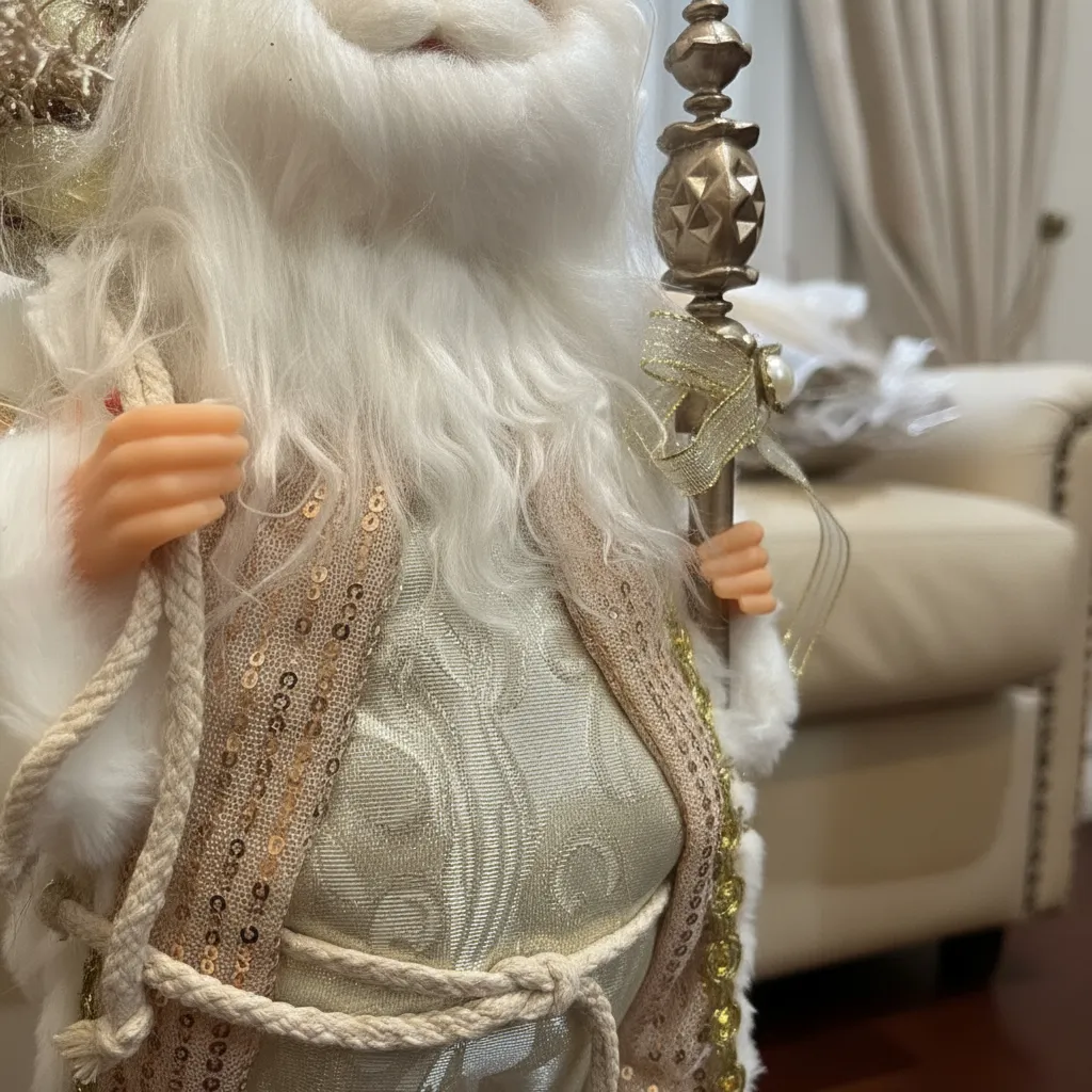 Navidad Papa Noel Santa Claus Vestimenta Elegante Ivory And Gold - Imagen 5
