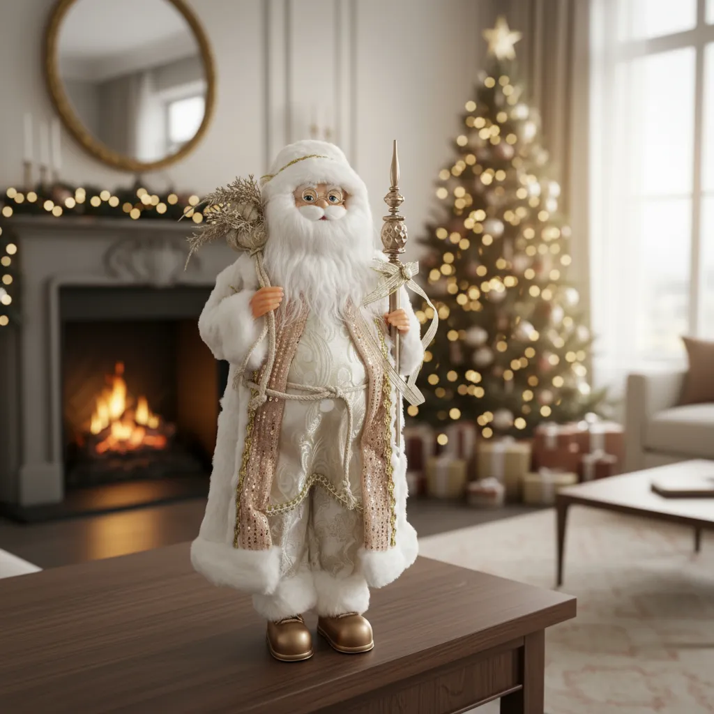 Navidad Papa Noel Santa Claus Vestimenta Elegante Ivory And Gold - Imagen 3