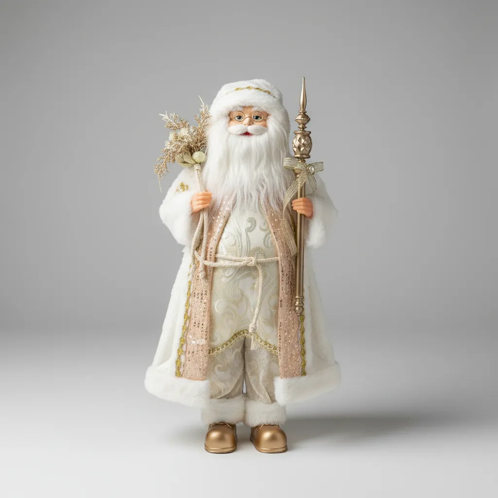 Navidad Papa Noel Santa Claus Vestimenta Elegante Ivory And Gold - Imagen 8