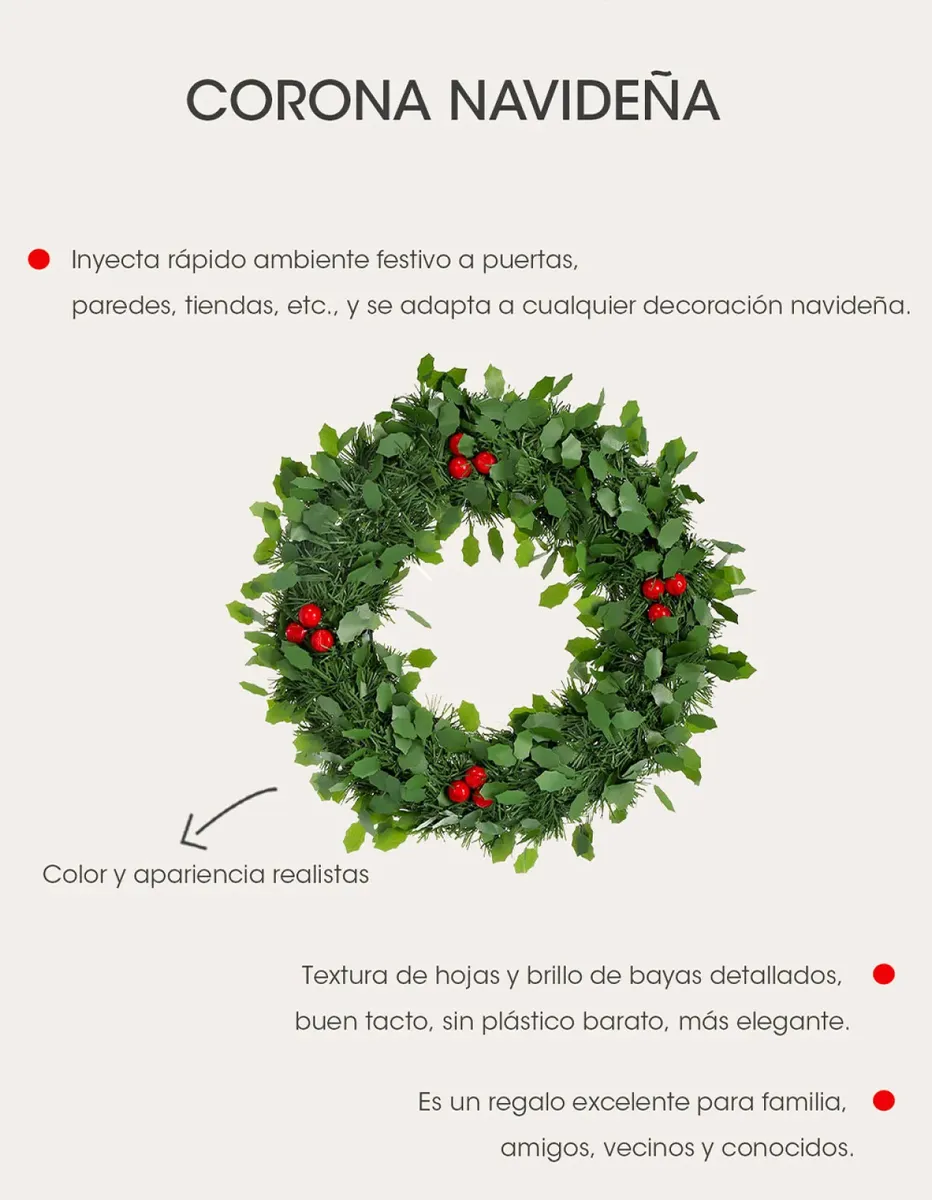 Navidad Corona Navideña Eco con bayas - Imagen 6