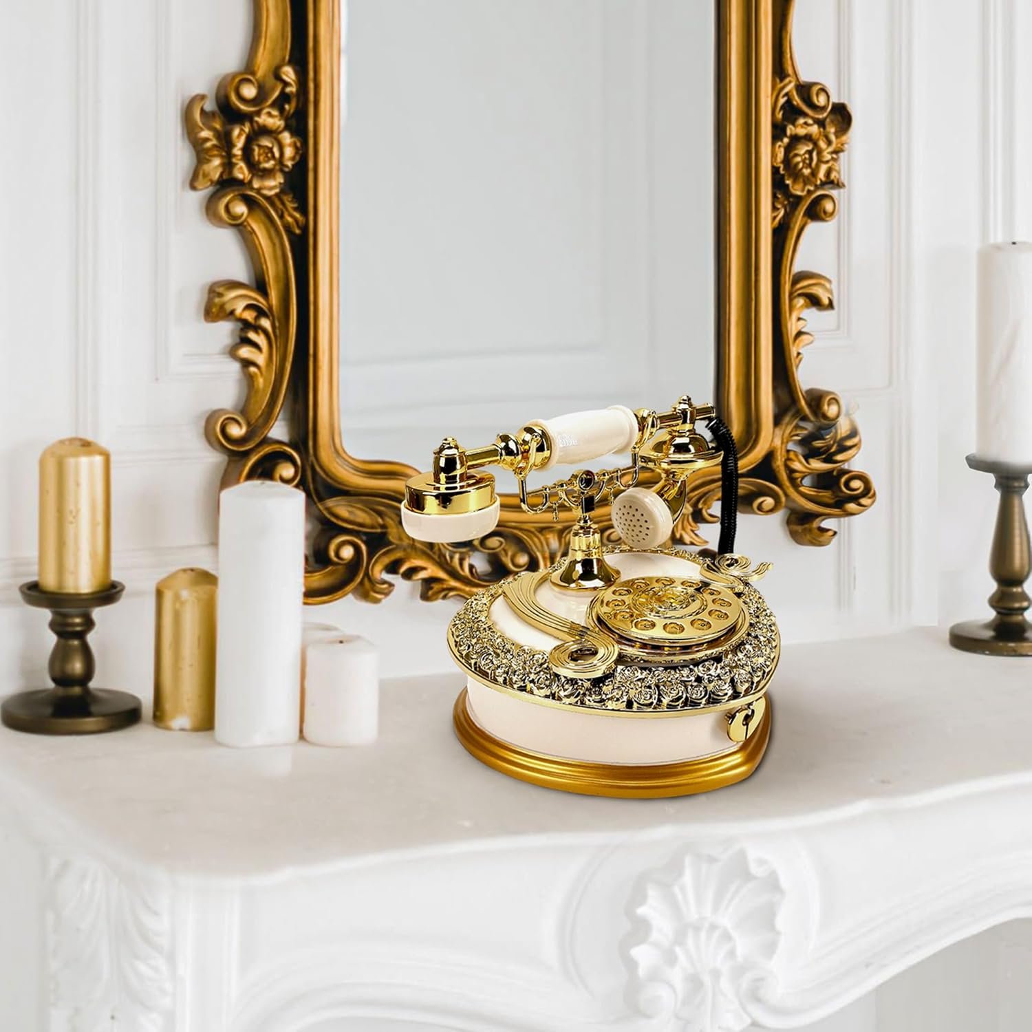 📞🎼 Caja Musical & Alhajero Teléfono Vintage Dorado - Imagen 8