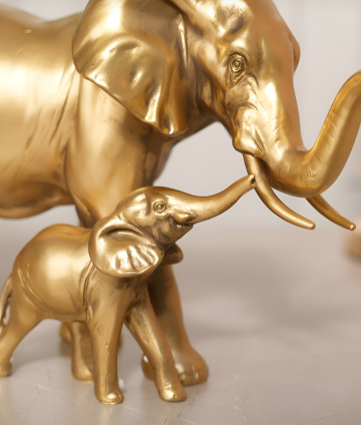 🐘 FIGURA ELEFANTE MADRE Y BEBE DORADO - Imagen 4
