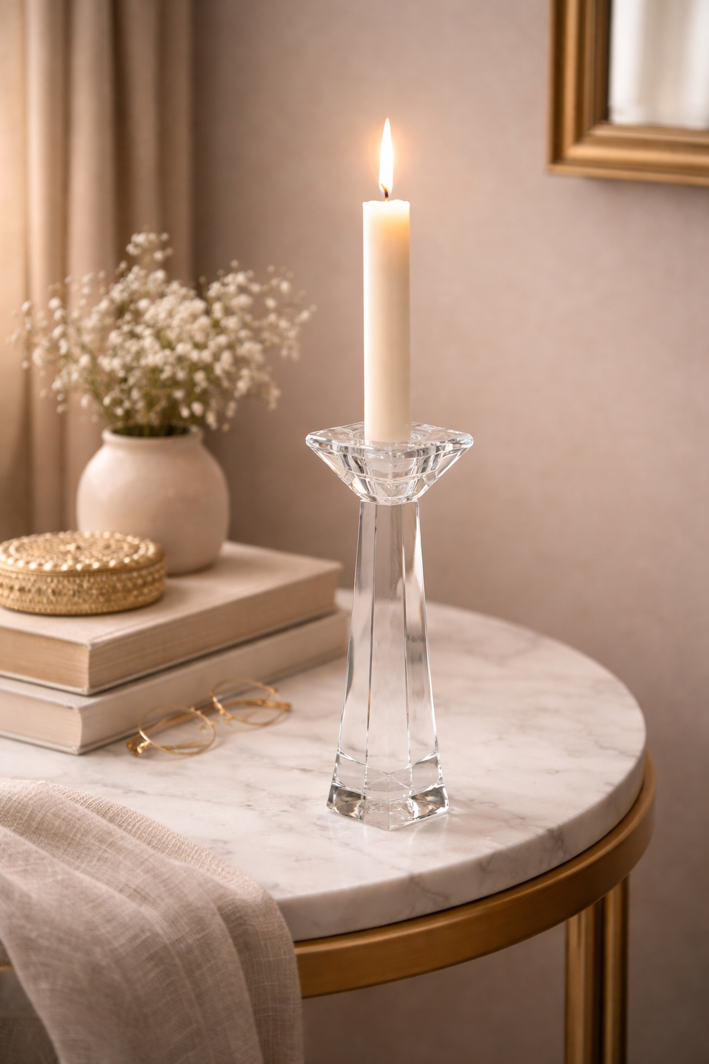 ✨ Candelabro Cristal Facetado Anna — 19 cm