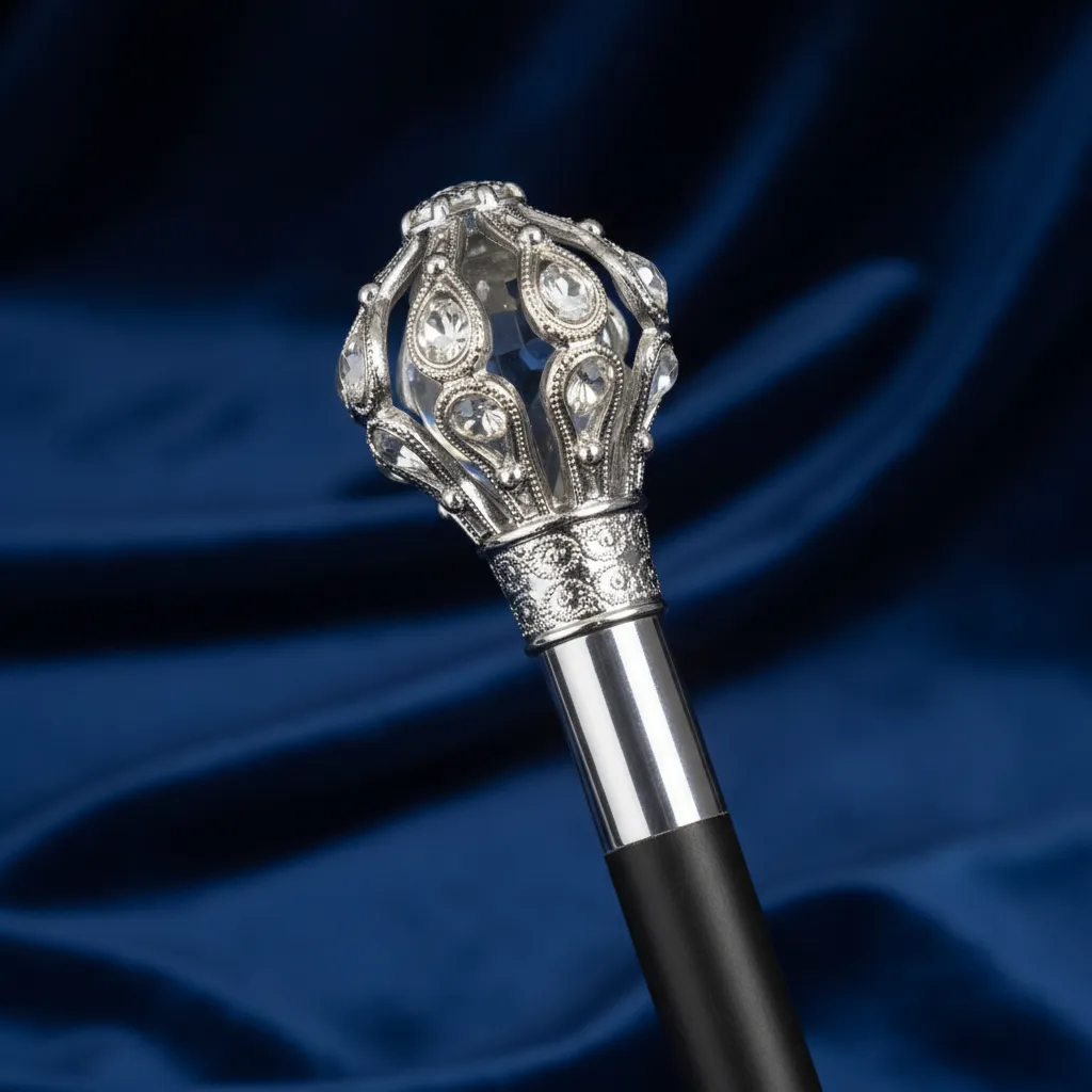 🖤 Bastón Metal Negro — Asa Decorativa Corona - Imagen 6