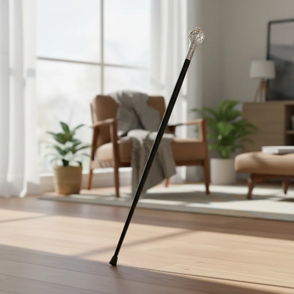 🖤 Bastón Metal Negro — Asa Decorativa Corona - Imagen 4