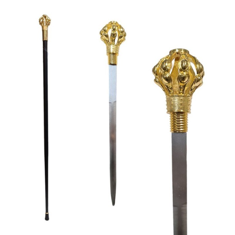 🖤 Bastón Metal Negro — Asa Decorativa Corona