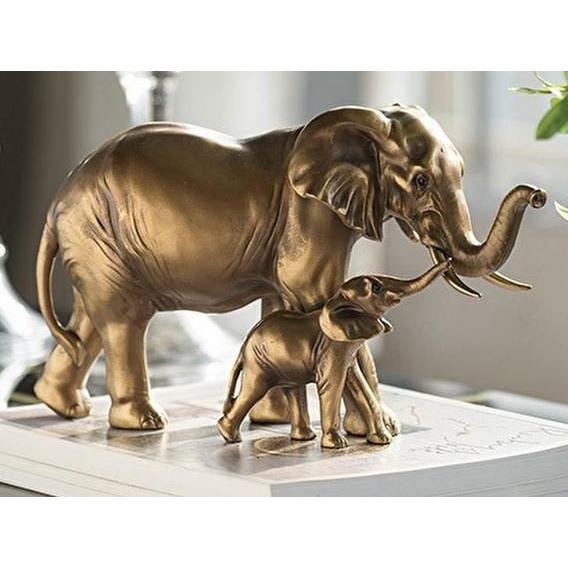 🐘 FIGURA ELEFANTE MADRE Y BEBE DORADO - Imagen 6