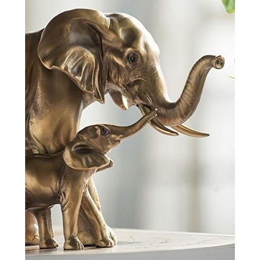 🐘 FIGURA ELEFANTE MADRE Y BEBE DORADO - Imagen 7