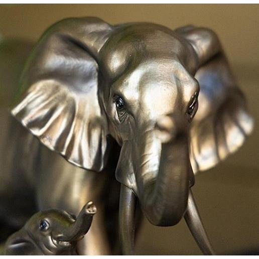 🐘 FIGURA ELEFANTE MADRE Y BEBE DORADO - Imagen 8
