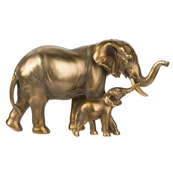 🐘 FIGURA ELEFANTE MADRE Y BEBE DORADO - Imagen 9