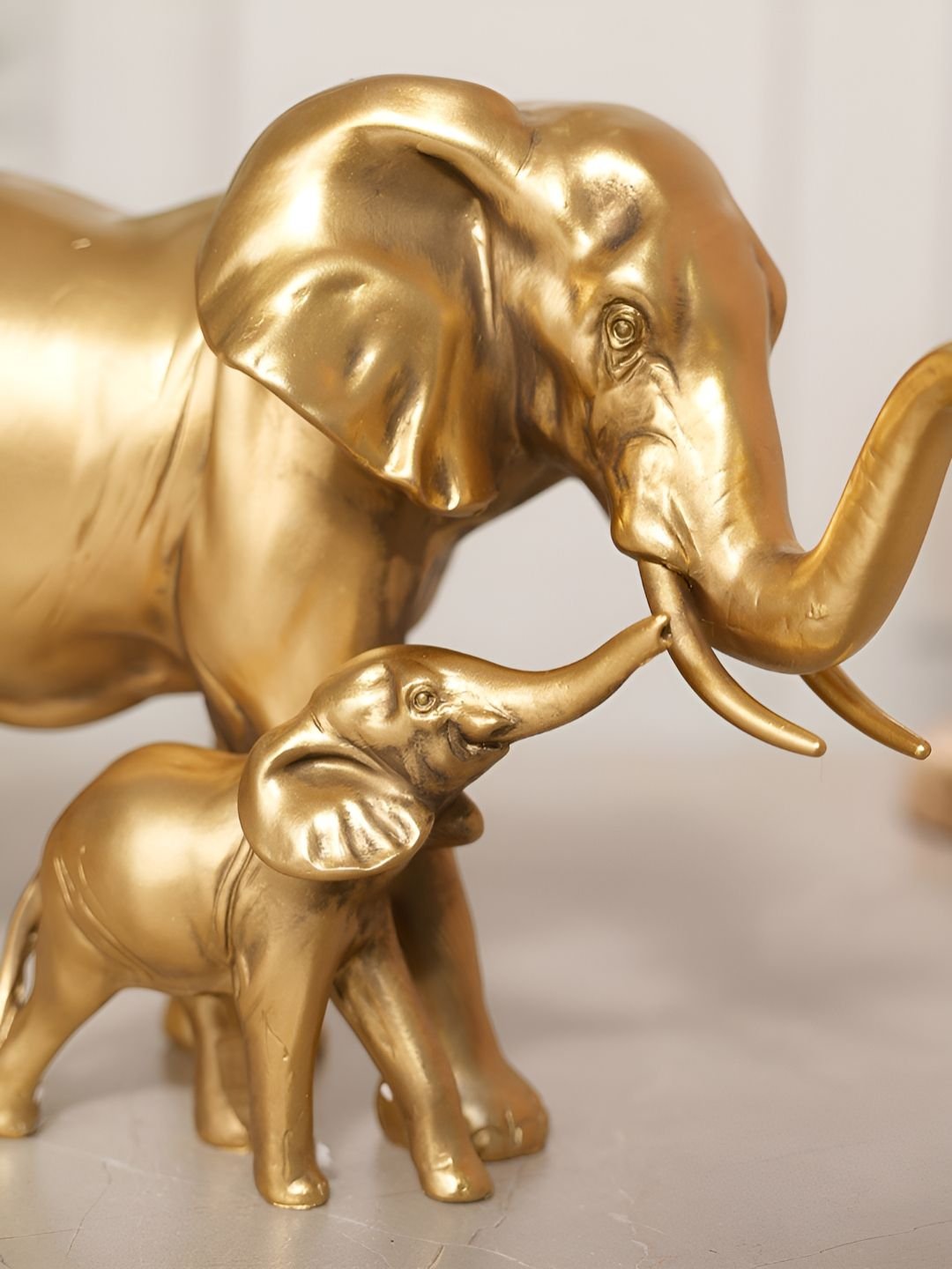 🐘 FIGURA ELEFANTE MADRE Y BEBE DORADO - Imagen 10