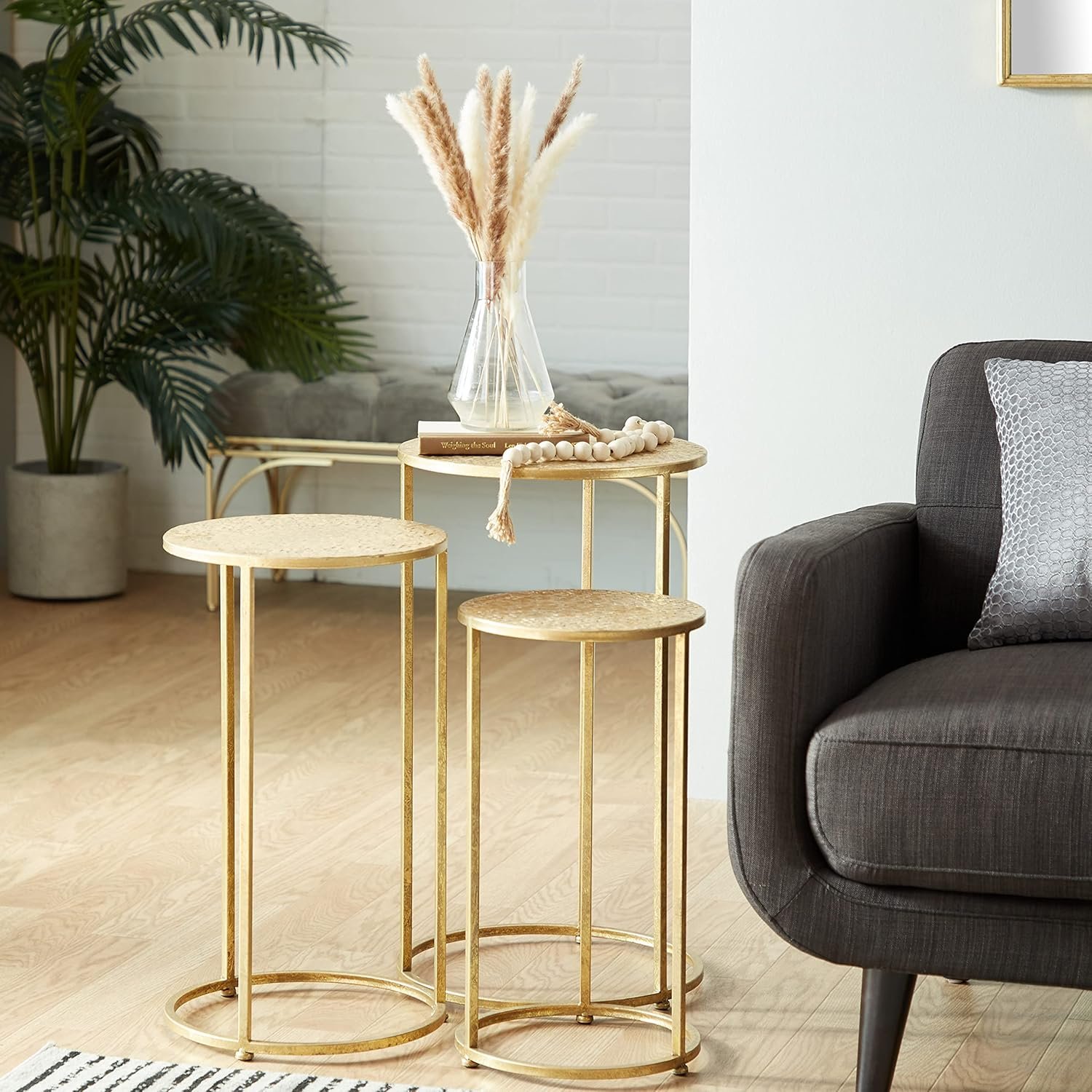✨ Set de Mesas Auxiliares “Panal Dorado” By CAFF