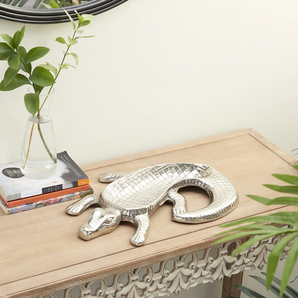 🐊 Bandeja Decorativa Cocodrilo Plateado