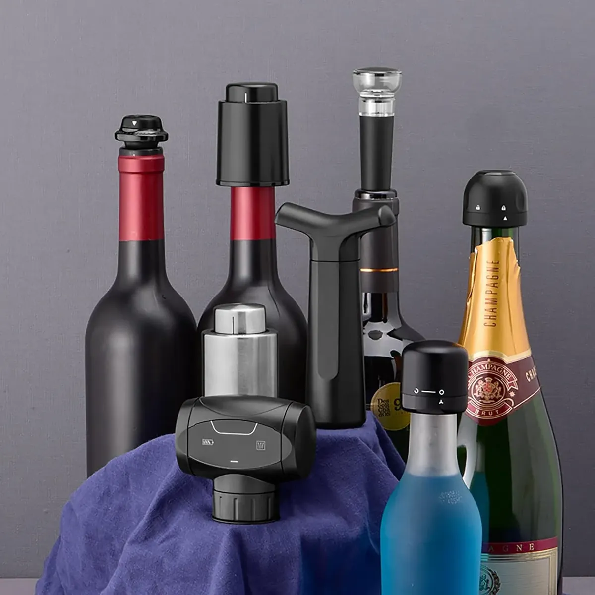 Bomba Al Vacío Para Vino Con 4 Tapones Reutilizables Schon - Imagen 5