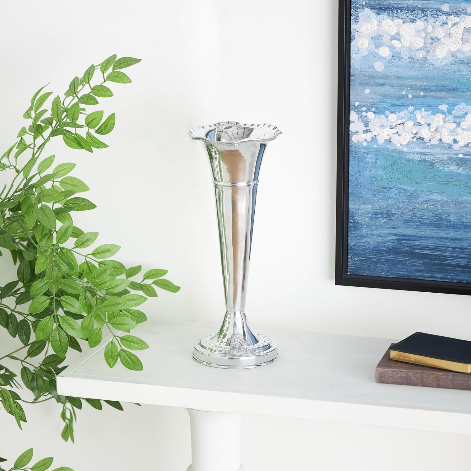 ✨ Florero Escultural Flute · Aluminio Plateado 38 cm - Imagen 5