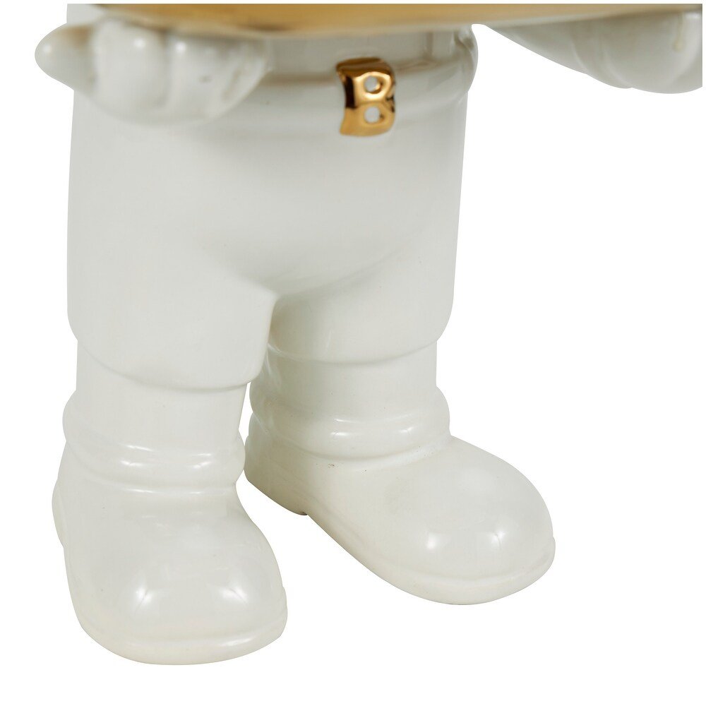 Escultura Decorativa Bulldog con Bandeja · Blanco & Dorado - Imagen 8