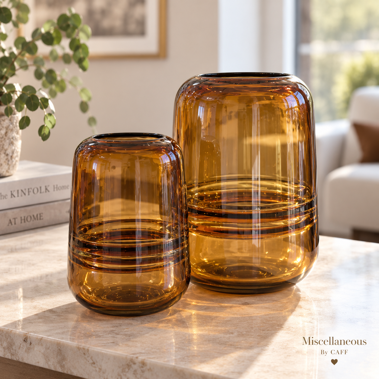 🤎 Florero Doble Vidrio Ámbar · Transparencias que Habitan