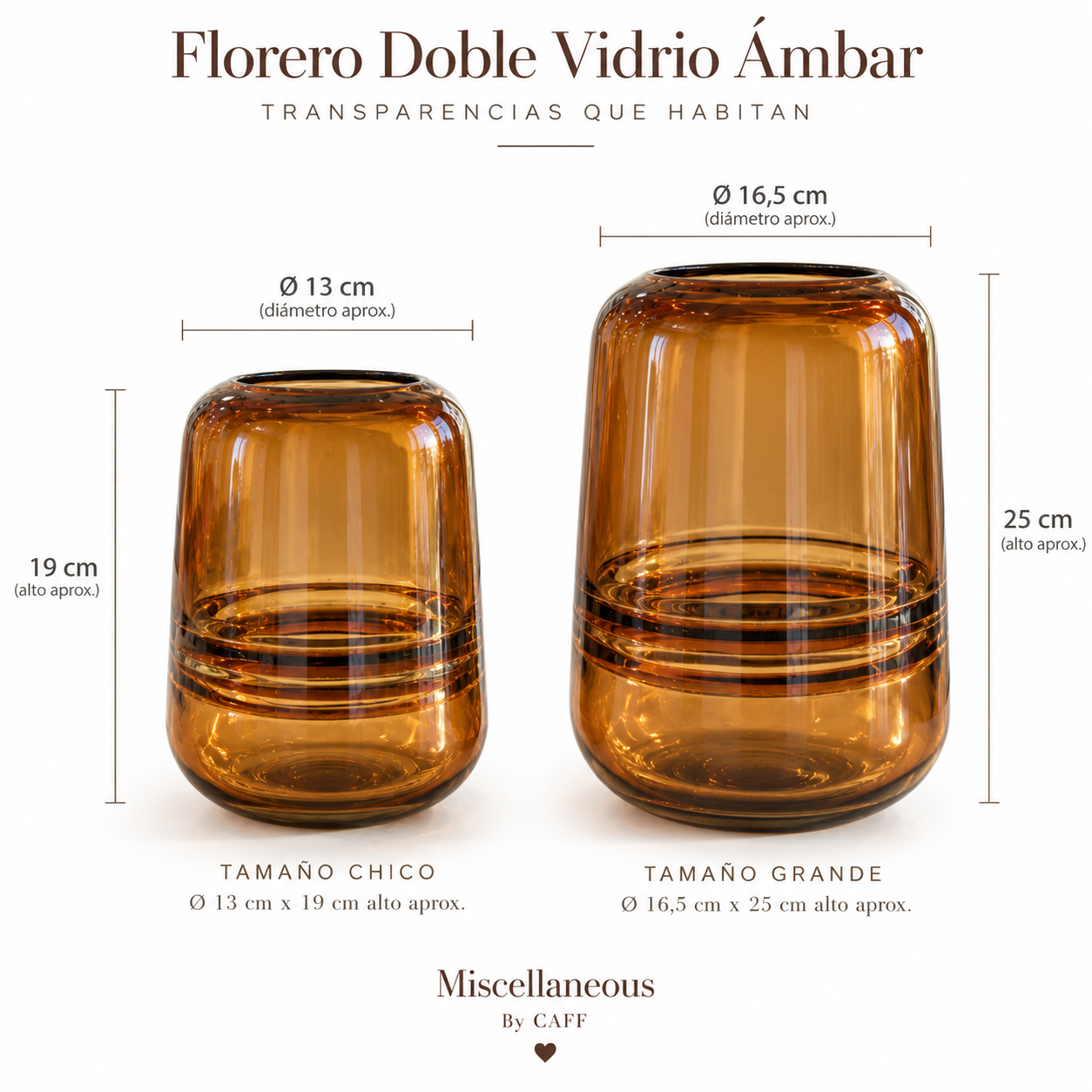 🤎 Florero Doble Vidrio Ámbar · Transparencias que Habitan - Imagen 2