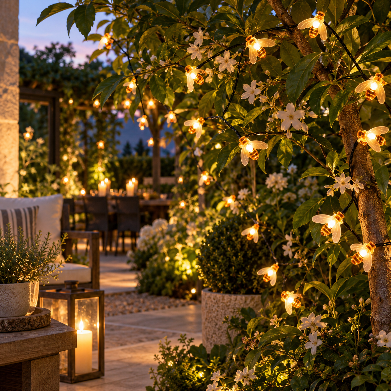 🐝✨ Guirnalda Solar de Abejitas · Un Jardín con Magia