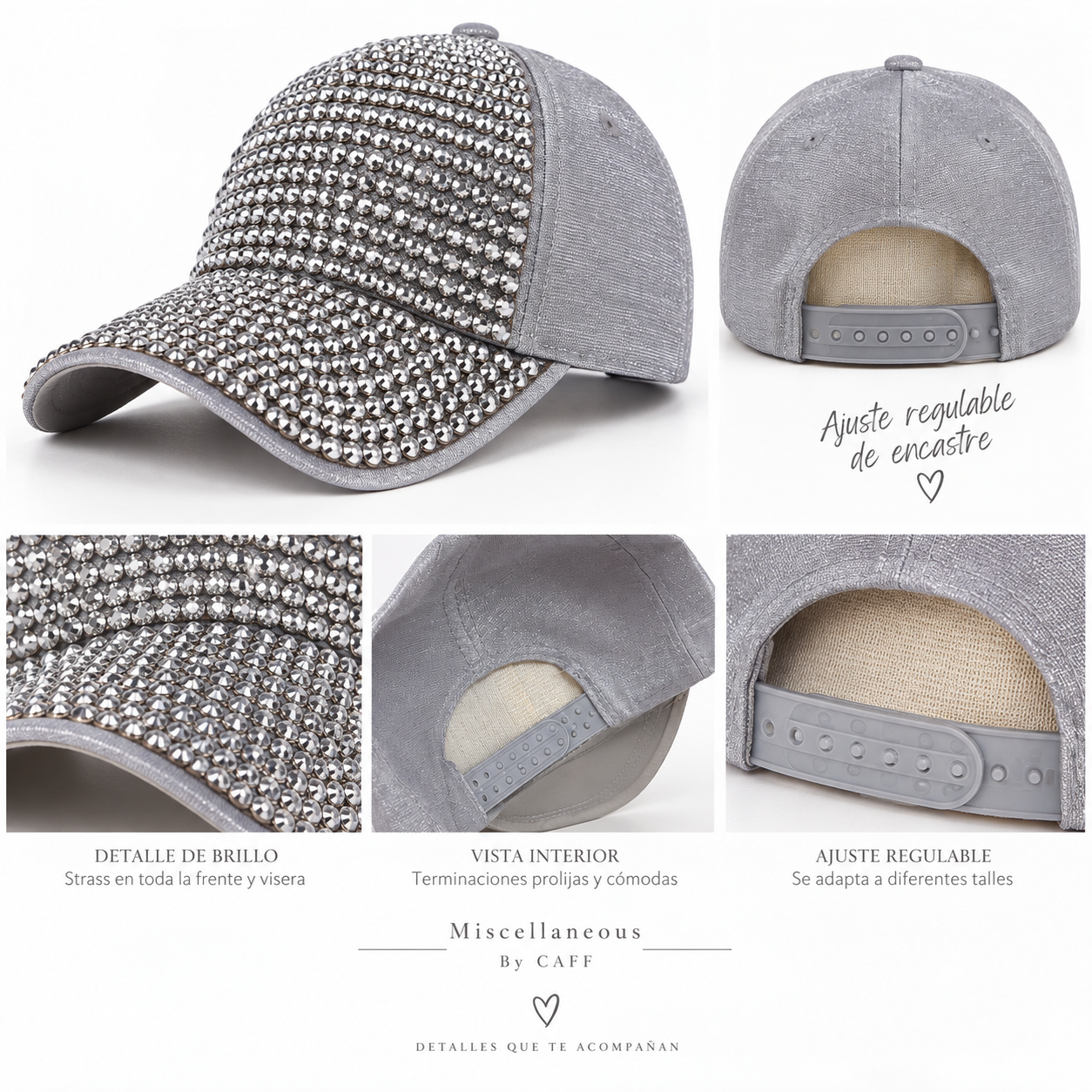 ✨ Gorra Silver con Cristales · Brillo que Acompaña - Imagen 5