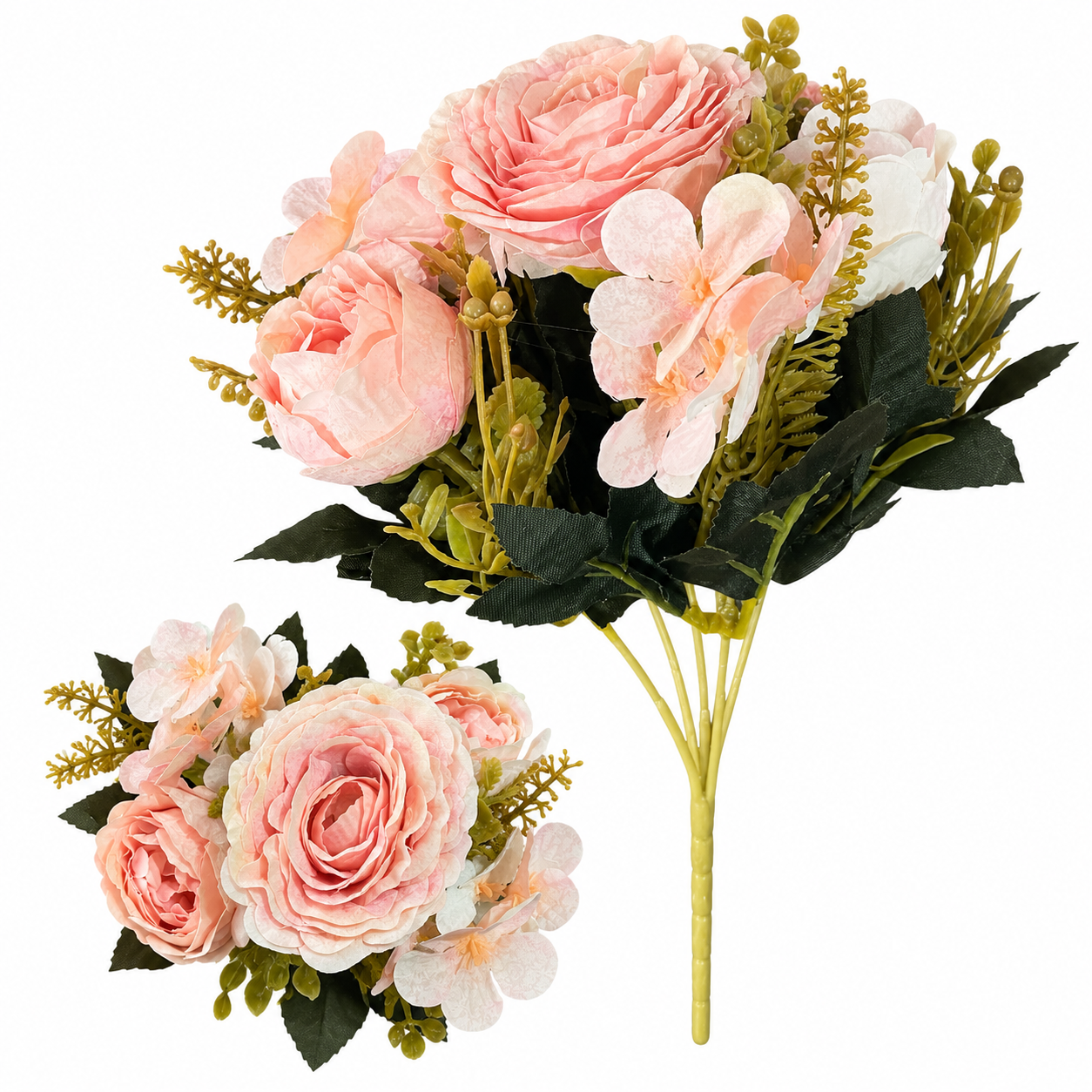 🌸 Ramo de Peonías & Flores Silvestres de Tela · 27 cm - Imagen 4