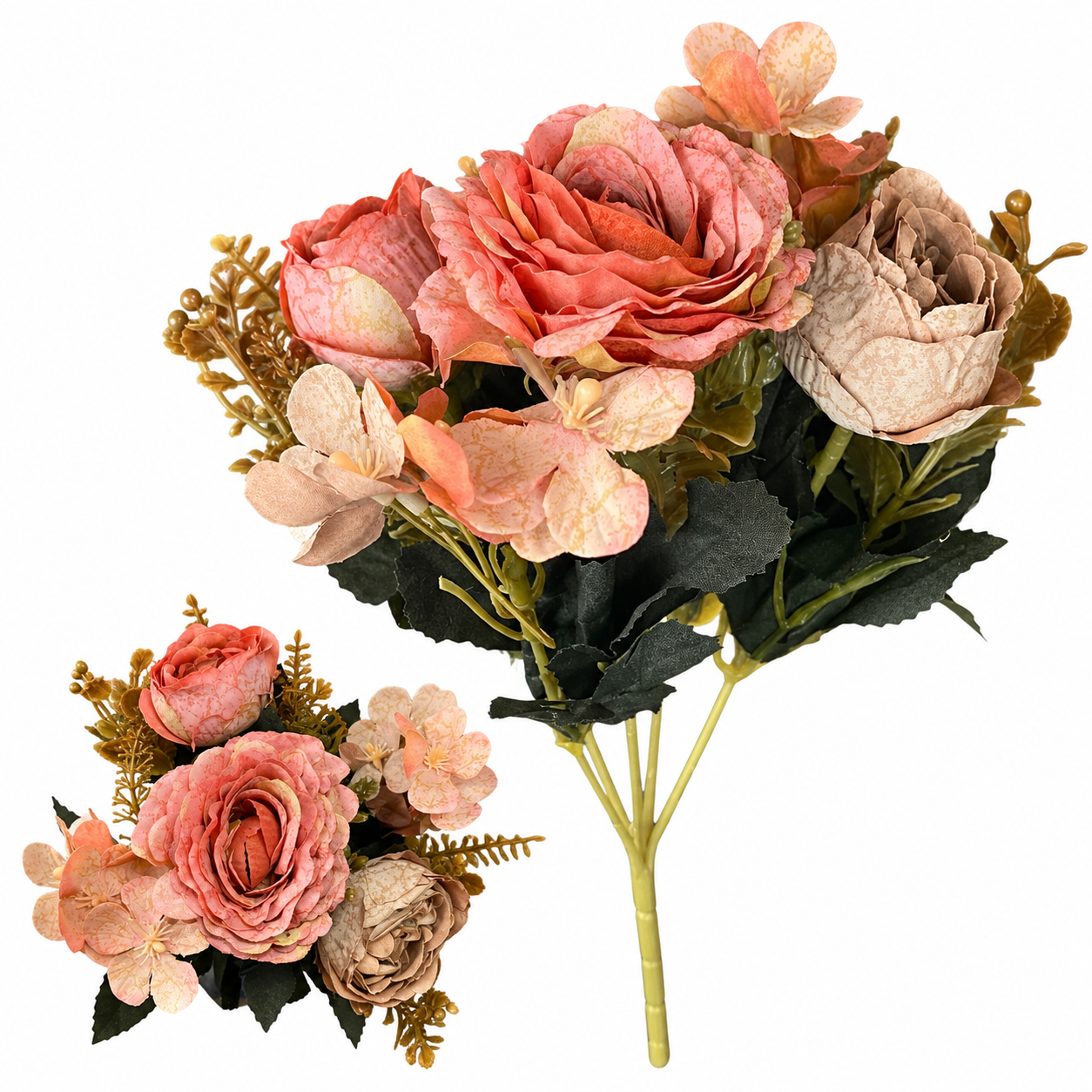 🌸 Ramo de Peonías & Flores Silvestres de Tela · 27 cm - Imagen 6