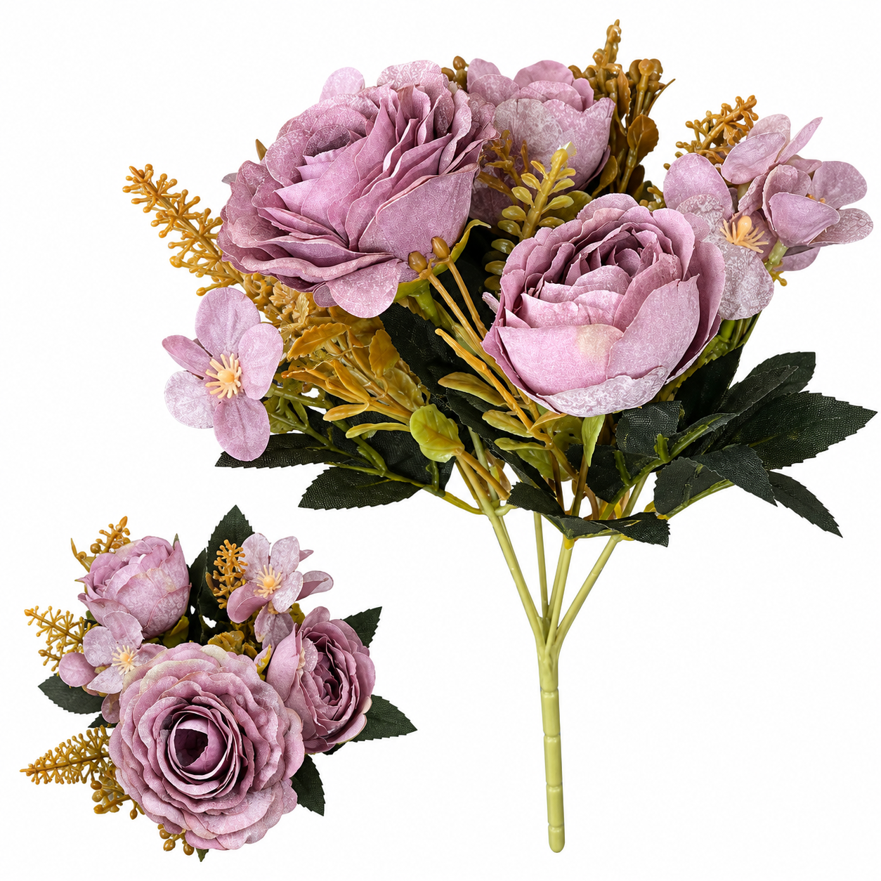 🌸 Ramo de Peonías & Flores Silvestres de Tela · 27 cm - Imagen 7