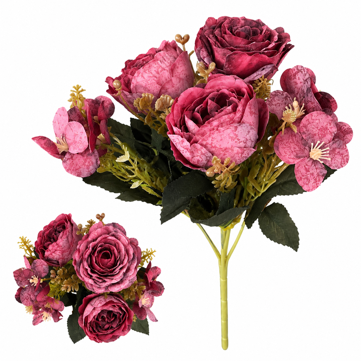 🌸 Ramo de Peonías & Flores Silvestres de Tela · 27 cm - Imagen 9