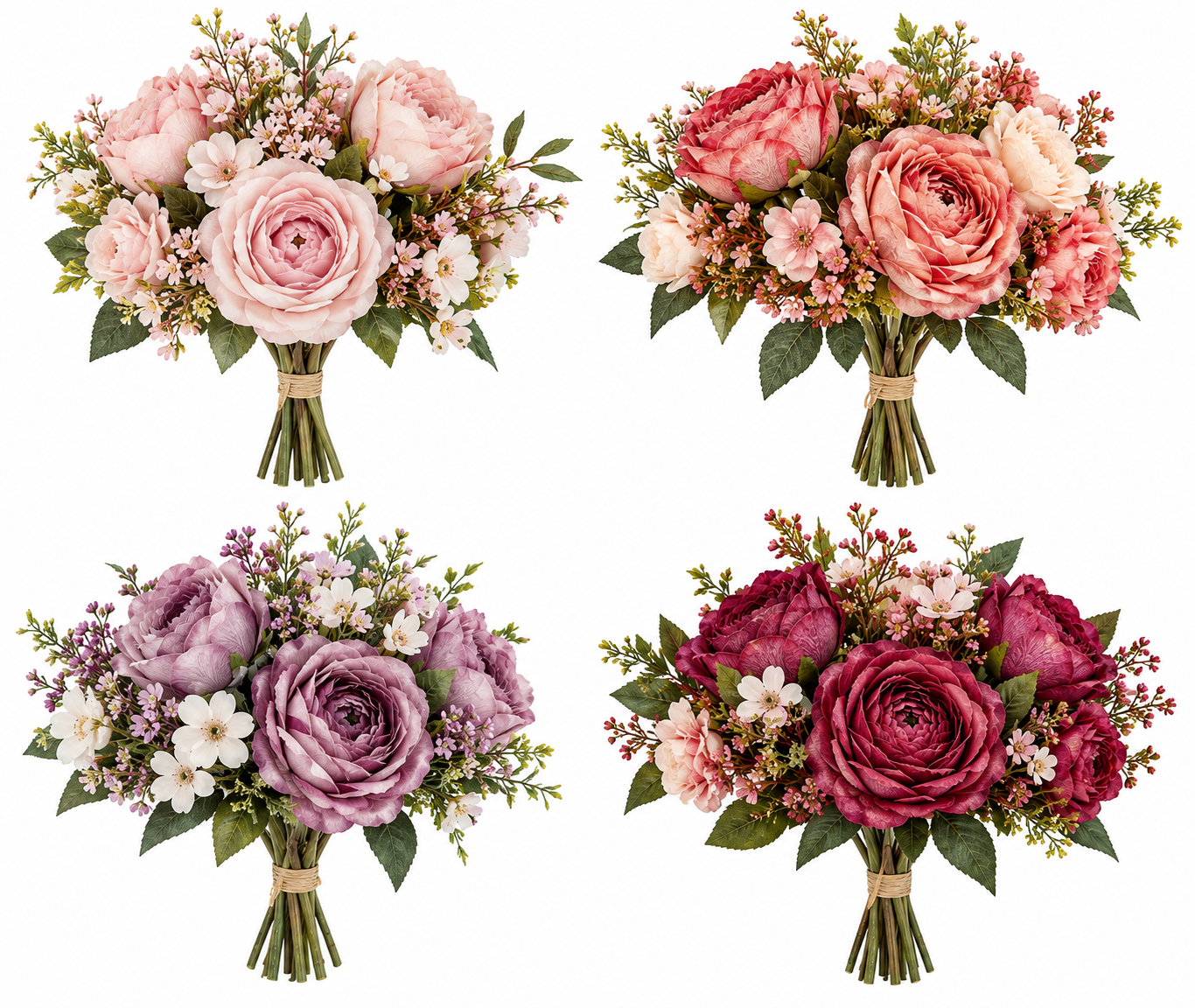 🌸 Ramo de Peonías & Flores Silvestres de Tela · 27 cm - Imagen 10