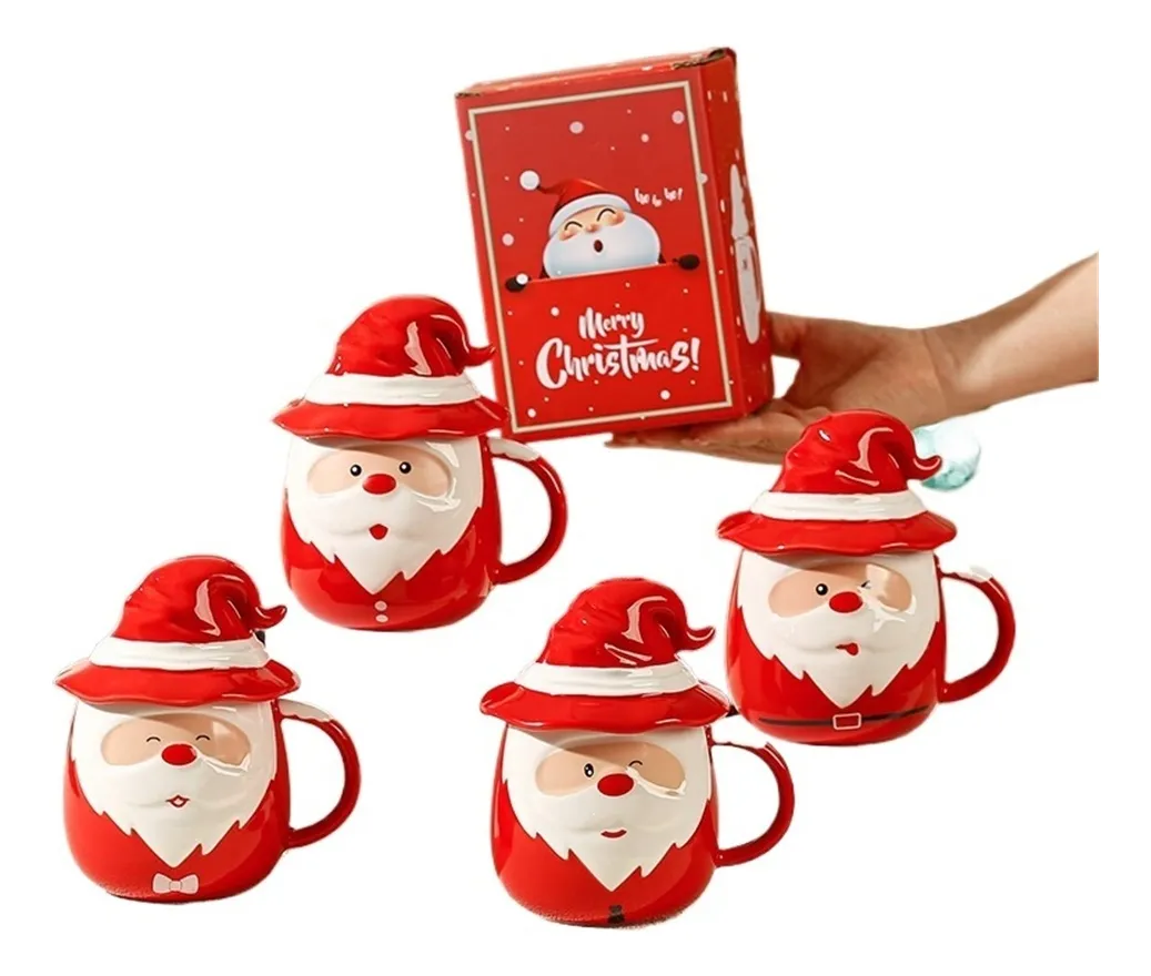 🎅☕ Mug Papá Noel con Tapa · 420 ml | Navidad - Imagen 4