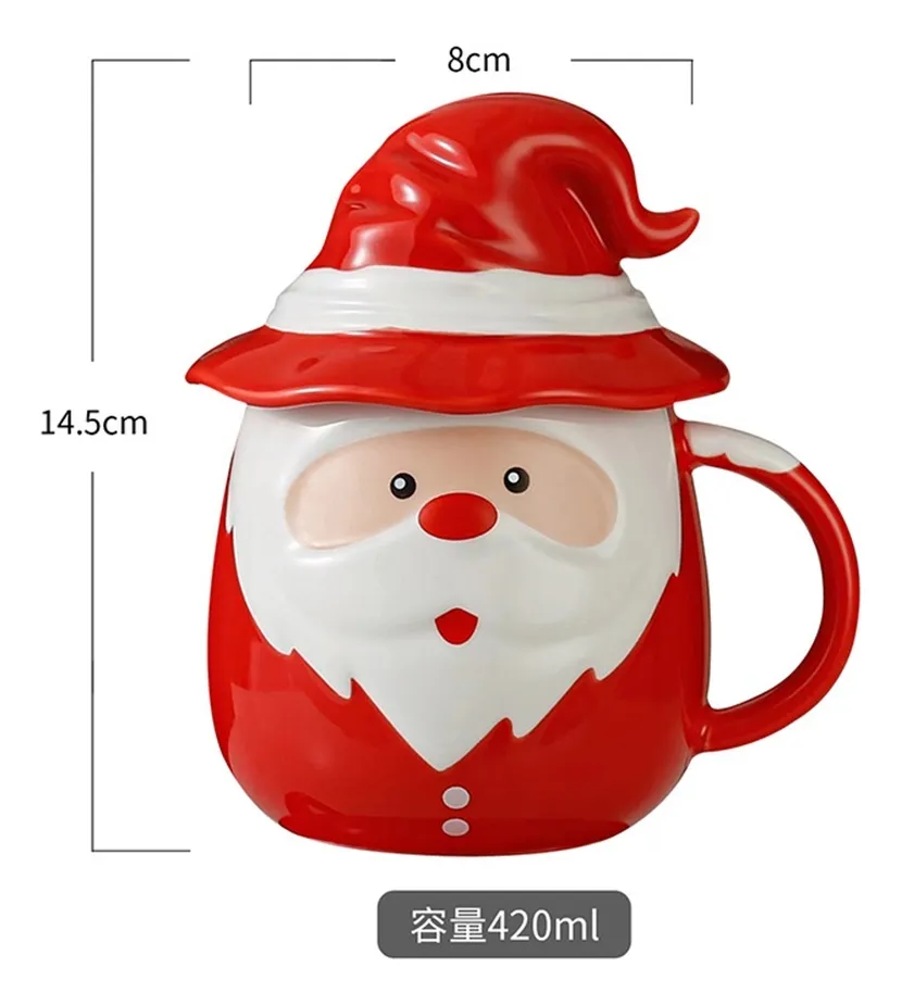 🎅☕ Mug Papá Noel con Tapa · 420 ml | Navidad - Imagen 2