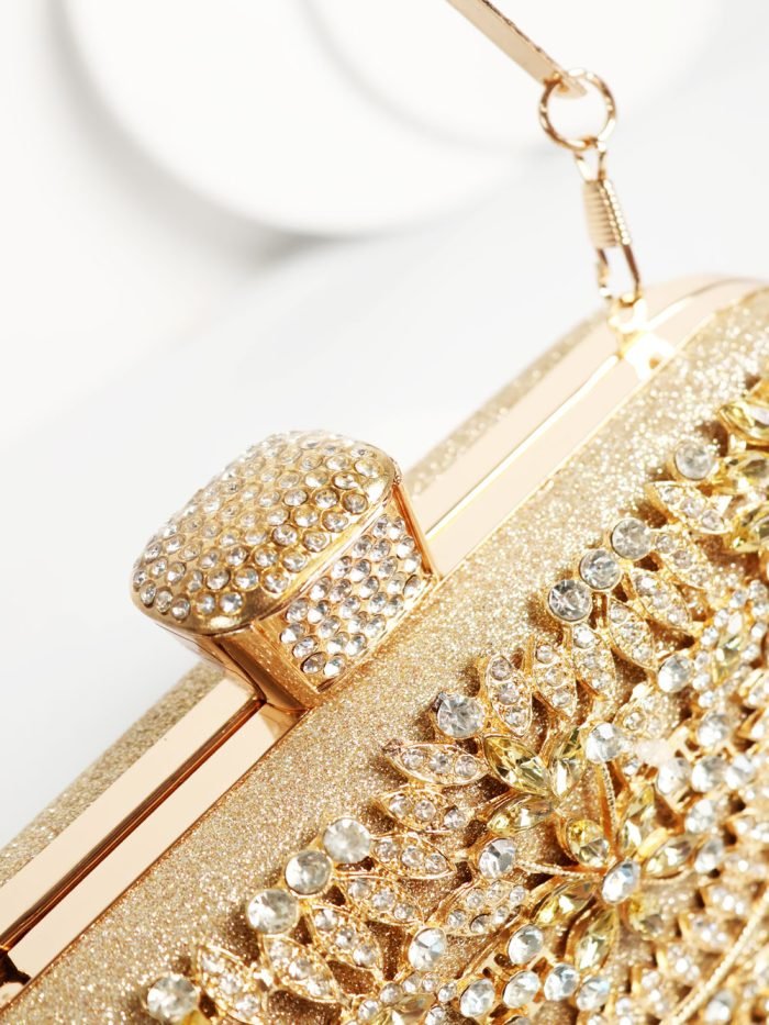 ✨ Clutch Joya Dorado · Flores de Cristal - Imagen 3