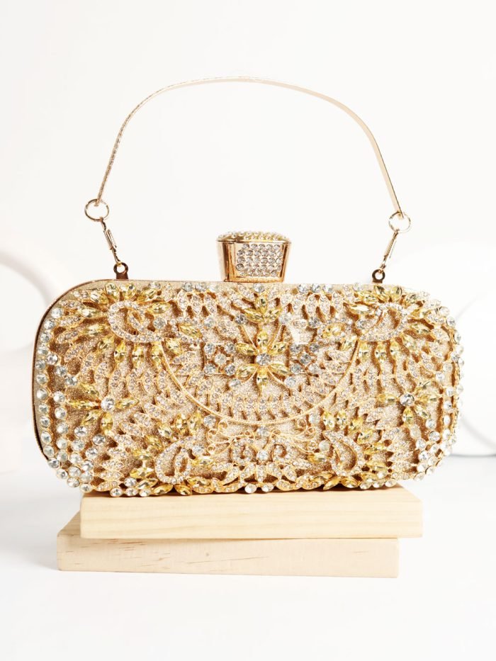 ✨ Clutch Joya Dorado · Flores de Cristal - Imagen 4