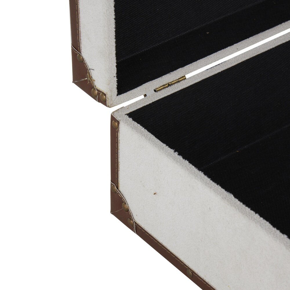 🧳 Set de 3 Baúles Decorativos · Beige Claro & Cuero Marrón - Imagen 7