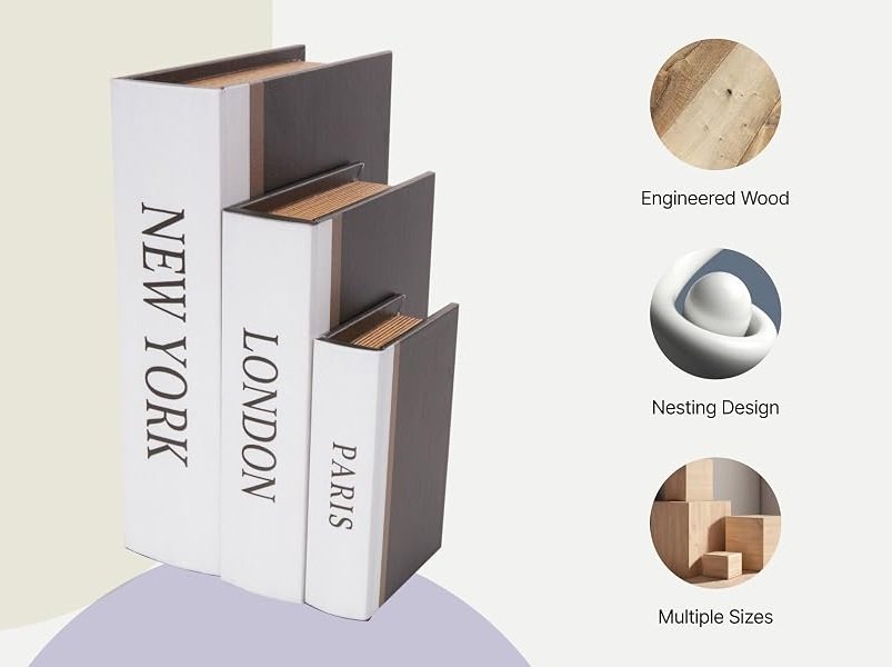📚 TRAVEL STORIES · Set de 3 Cajas Libro Decorativas · París, Londres & Nueva York - Imagen 11