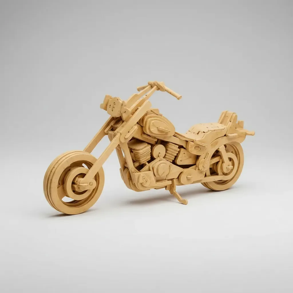 🏍️ Motocicleta Chopper Clásica · Puzzle 3D de Madera | 97 Piezas - Imagen 10