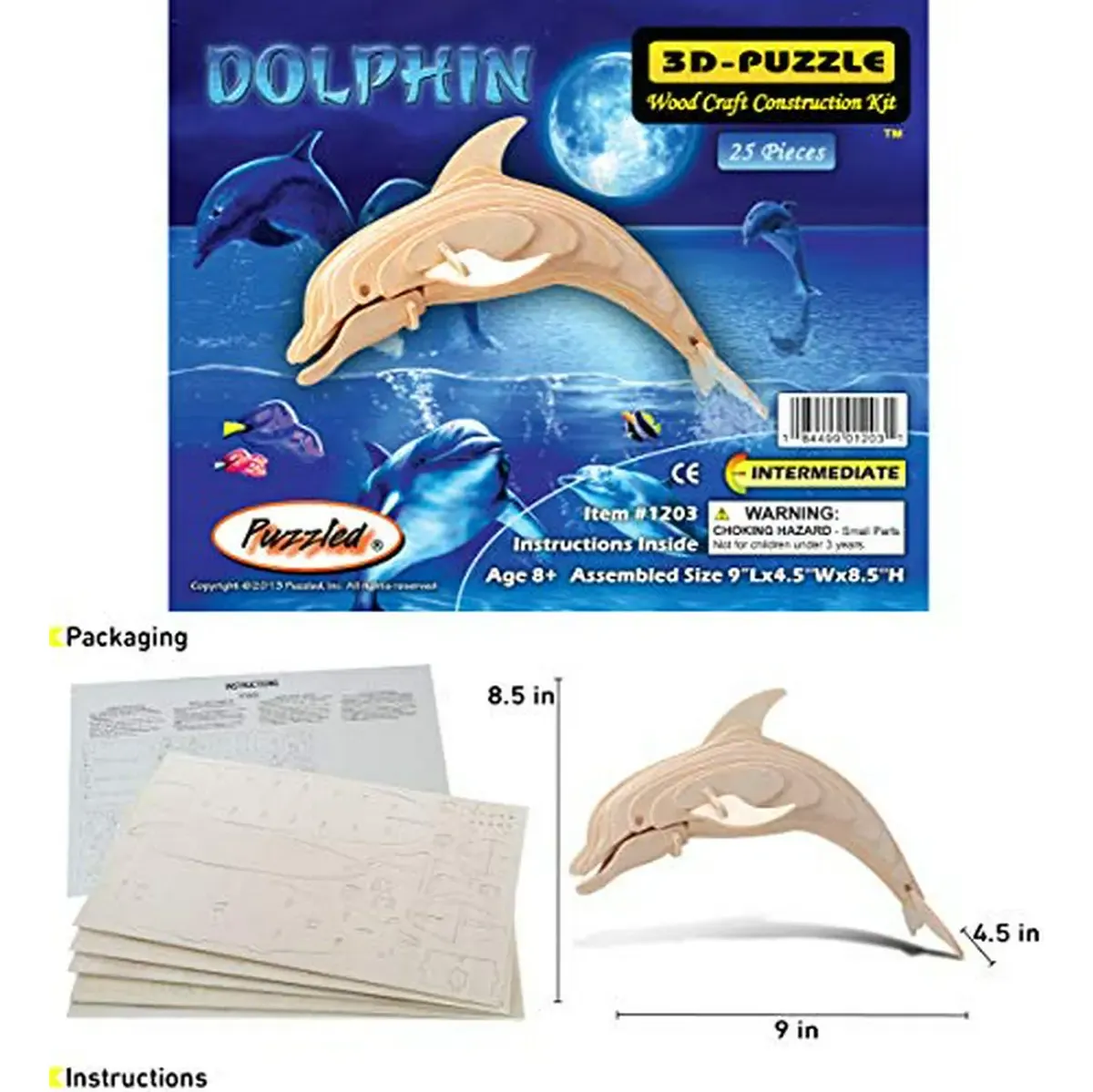 🐬 Delfín Nariz de Botella · Rompecabezas 3D de Madera - Imagen 4