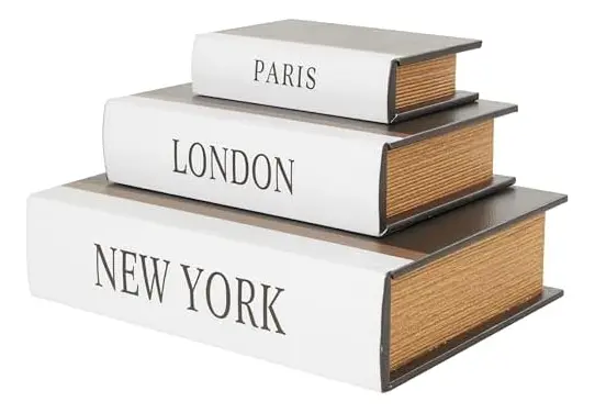 📚 TRAVEL STORIES · Set de 3 Cajas Libro Decorativas · París, Londres & Nueva York - Imagen 2