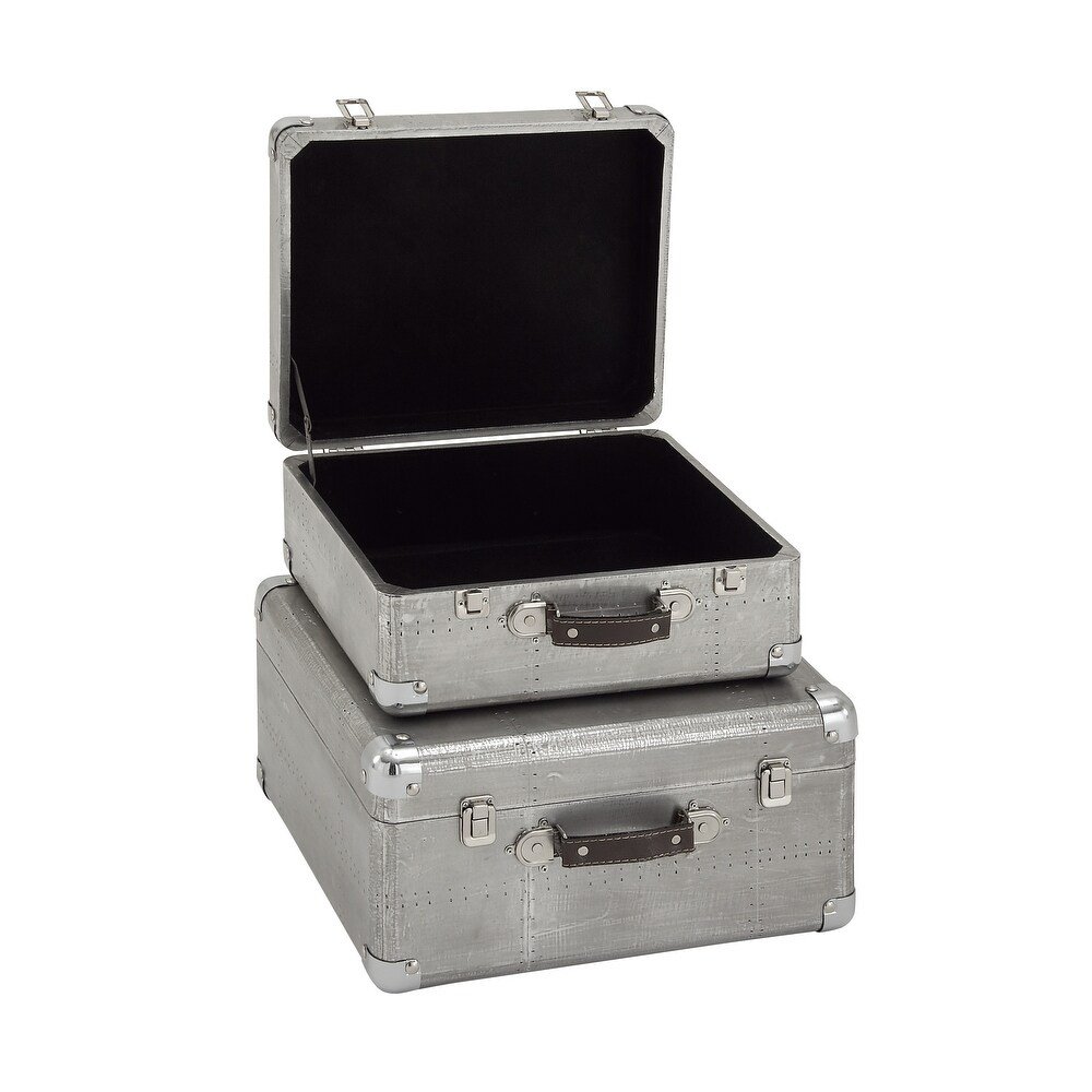 ✈️ Set x2 Cajas Baúl Aviator · Aluminio & Madera - Imagen 3