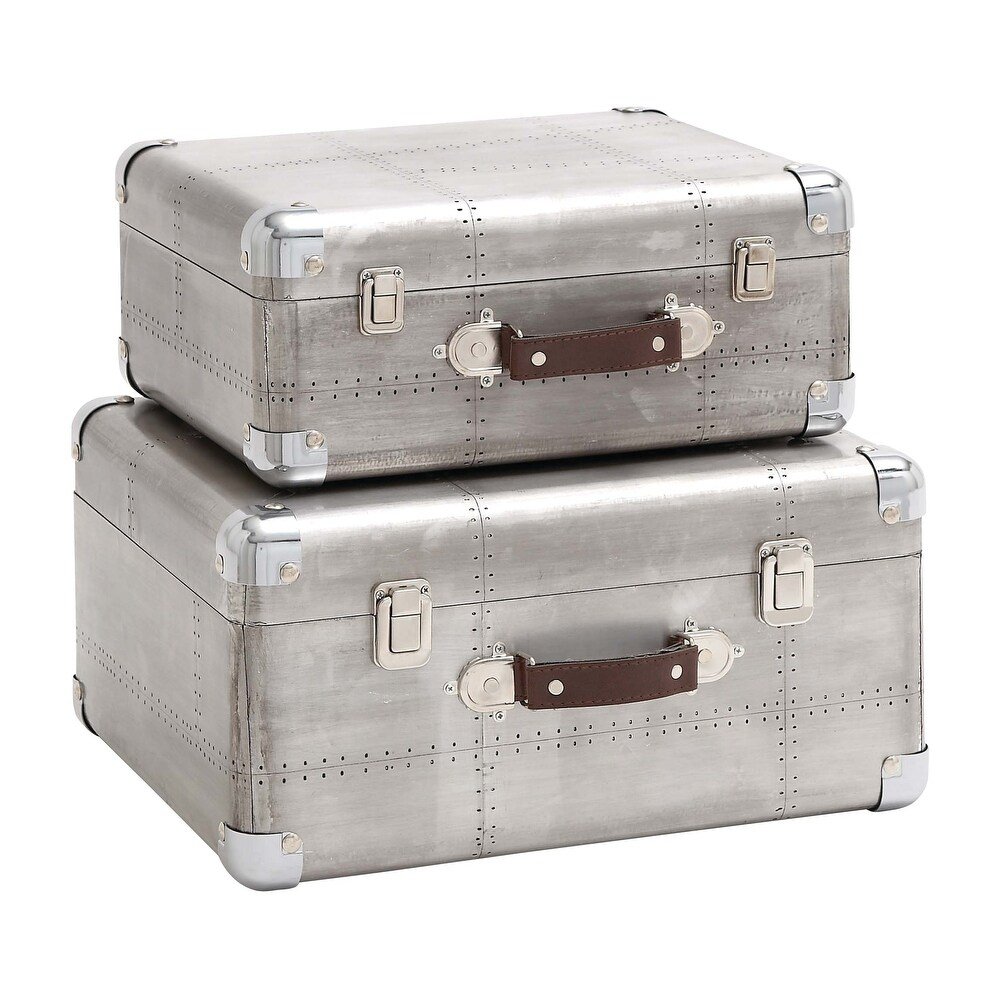 ✈️ Set x2 Cajas Baúl Aviator · Aluminio & Madera - Imagen 2