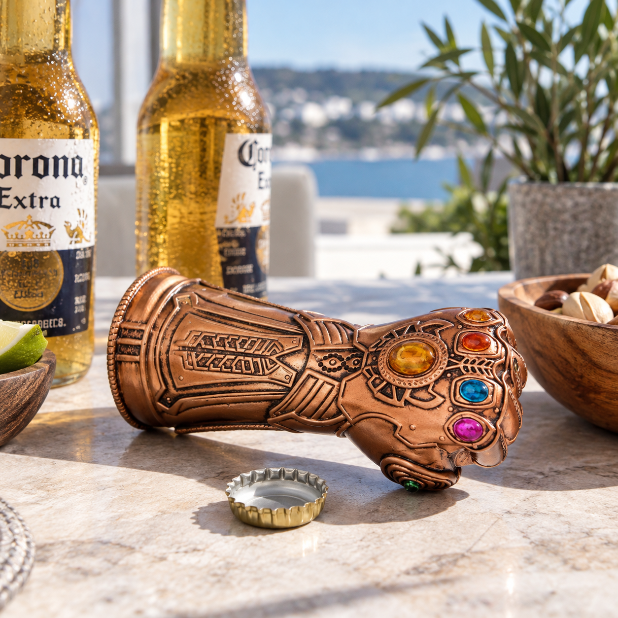 💎 Guante del Infinito Thanos · Destapador Coleccionable de Fantasía