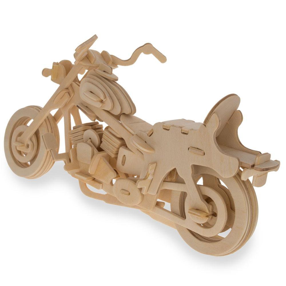 🏍️ Motocicleta Chopper Clásica · Puzzle 3D de Madera | 97 Piezas - Imagen 3